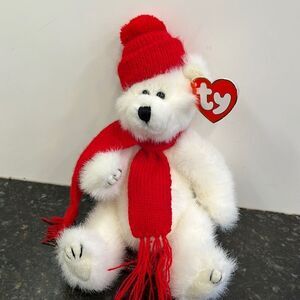 TY Beanie Baby Peppermint 1993 The Attic Treasure Collection Bear Red Scarf Hat